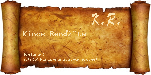 Kincs Renáta névjegykártya